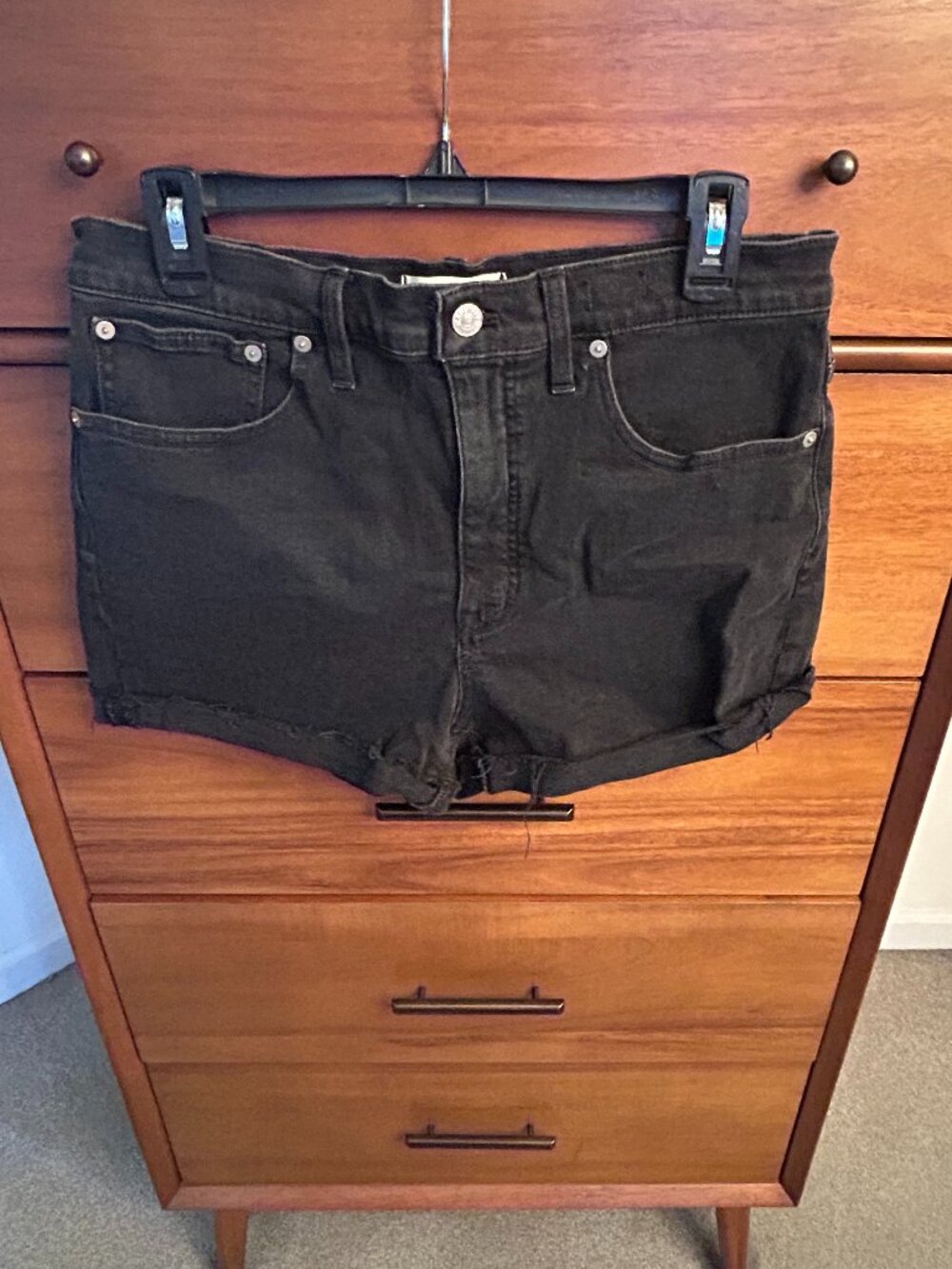 Madewell | High Rise Stretch Denim Shorts | Black/Dark Wash | 30 | Like New